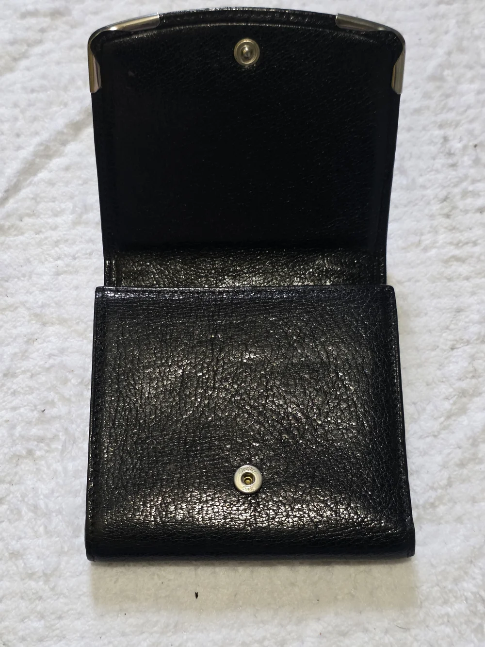 Cartier Black Leather Mens  Wallet with Silver Corner Accents Unisex